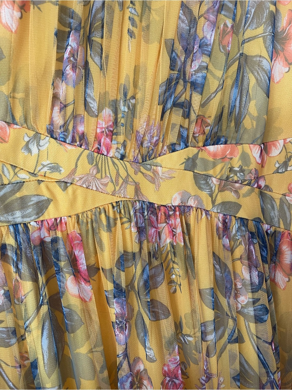 Candalite Women’s Floral Halter Maxi Dress Mustard Yellow Romantic Cottagecore - Picture 3 of 11